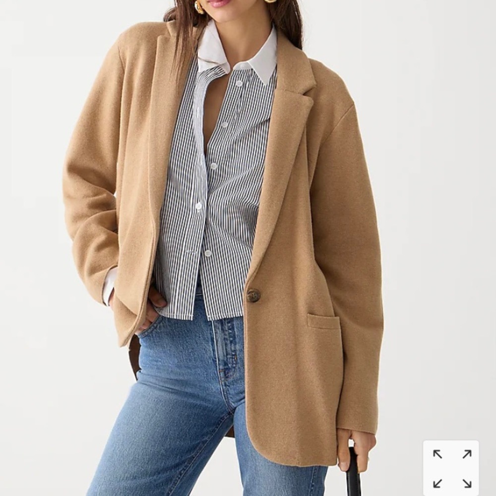 J. Crew Cecile Relaxed Sweater Blazer in Heather Khaki (Camel) in size Small NWT